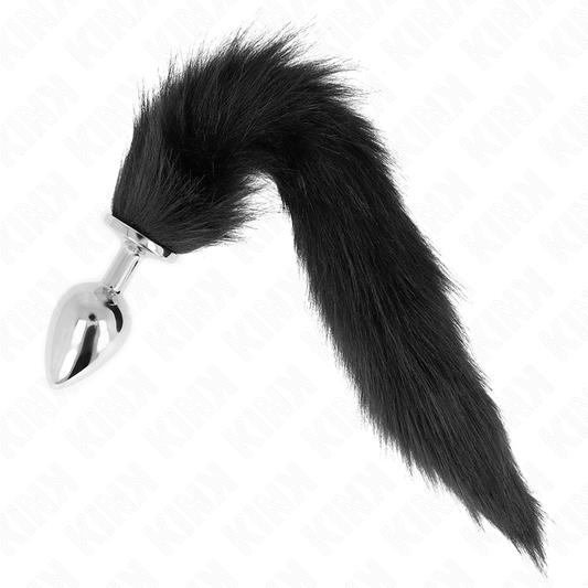 KINK - ANAAL PLUG MAAT L 10 X 4 CM MET SYNTHETISCHE STAART 40 CM ZWART