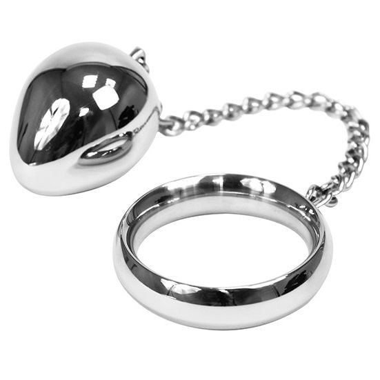 METAL HARD - COCK RING 50MM + CHAIN WITH METAL BALL METAL HARD