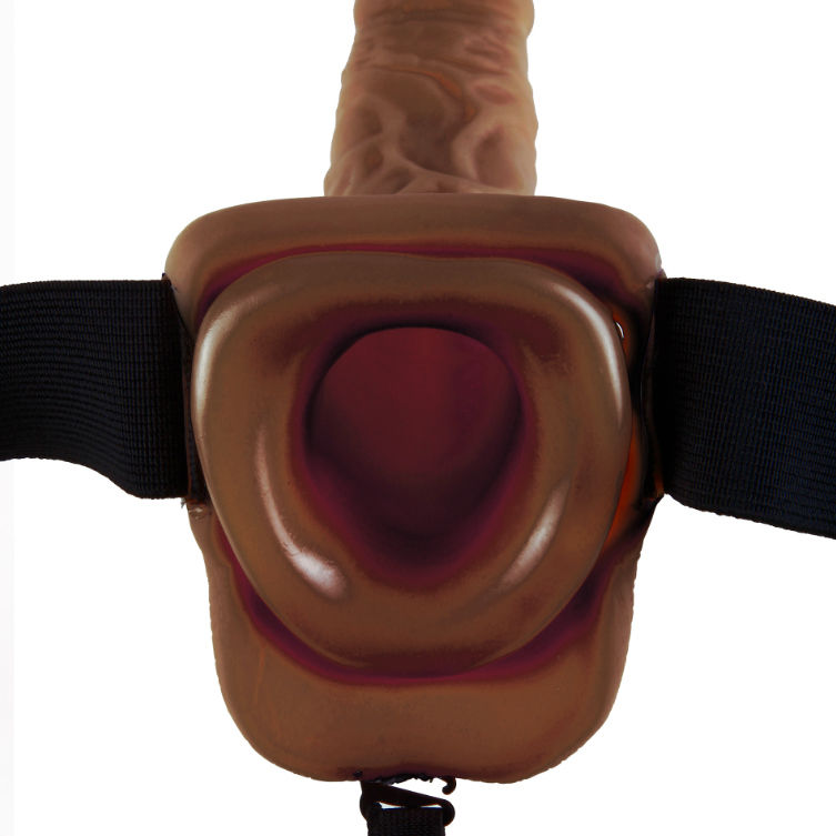 FETISH FANTASY SERIES - SERIES 9 HOLLOW STRAP-ON WITH BALLS 22.9CM BROWN FETISH FANTASY SERIES