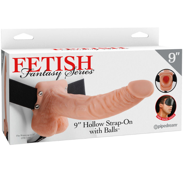 FETISH FANTASY SERIES - SERIES 9 HOLLOW STRAP-ON WITH BALLS 22.9CM FLESH FETISH FANTASY SERIES