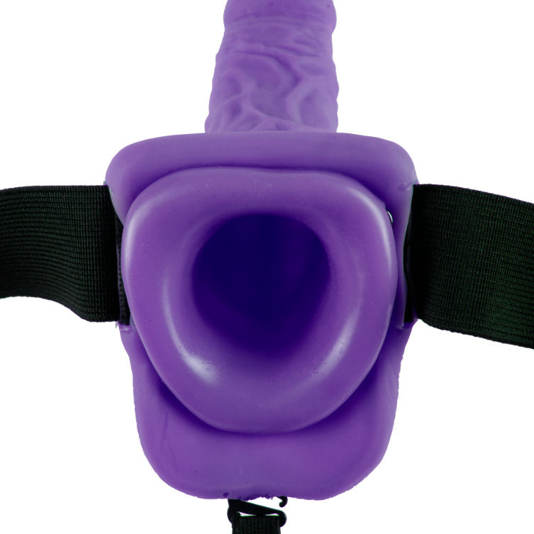 FETISH FANTASY SERIES - SERIES 7 HOLLOW STRAP-ON VIBRATING WITH BALLS 17.8CM PURPLE FETISH FANTASY SERIES