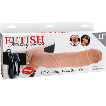 FETISH FANTASY SERIES - SERIES 11 HOLLOW STRAP-ON VIBRATING WITH BALLS 27.9CM FLESH FETISH FANTASY SERIES