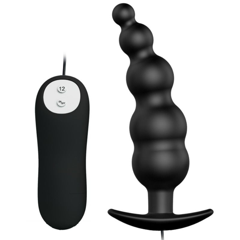 PRETTY LOVE - ANAL PLUG SILICONE EXTRA STIMULATION AND 12 VIBRATION MODES BLACK - ToysByMonk