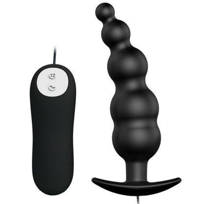 PRETTY LOVE - ANAL PLUG SILICONE EXTRA STIMULATION AND 12 VIBRATION MODES BLACK - ToysByMonk