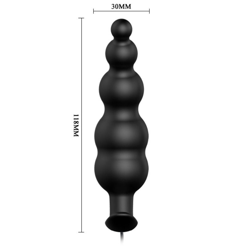 PRETTY LOVE - ANAL PLUG SILICONE EXTRA STIMULATION AND 12 VIBRATION MODES BLACK PRETTY LOVE BOTTOM