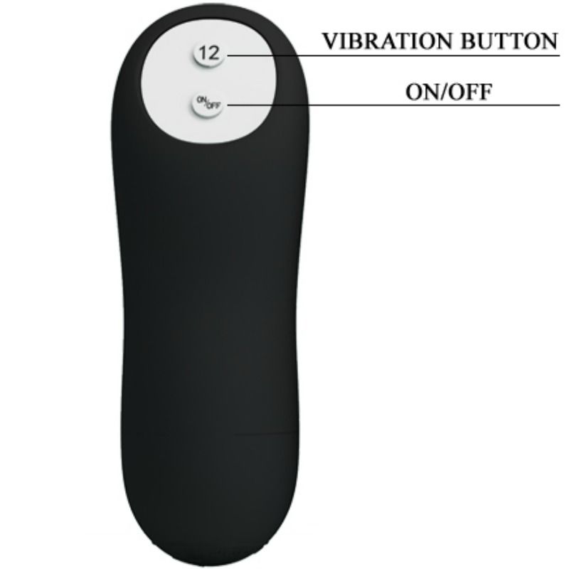 PRETTY LOVE - ANAL PLUG SILICONE EXTRA STIMULATION AND 12 VIBRATION MODES BLACK PRETTY LOVE BOTTOM