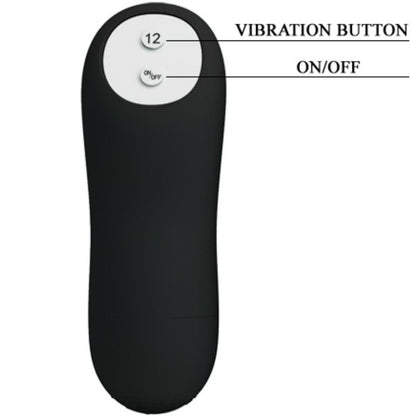 PRETTY LOVE - ANAL PLUG SILICONE EXTRA STIMULATION AND 12 VIBRATION MODES BLACK PRETTY LOVE BOTTOM