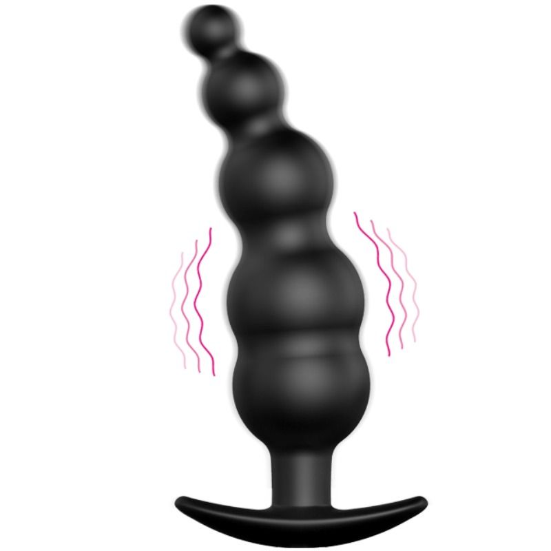 PRETTY LOVE - ANAL PLUG SILICONE EXTRA STIMULATION AND 12 VIBRATION MODES BLACK - ToysByMonk