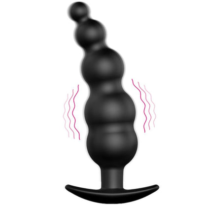 PRETTY LOVE - ANAL PLUG SILICONE EXTRA STIMULATION AND 12 VIBRATION MODES BLACK PRETTY LOVE BOTTOM