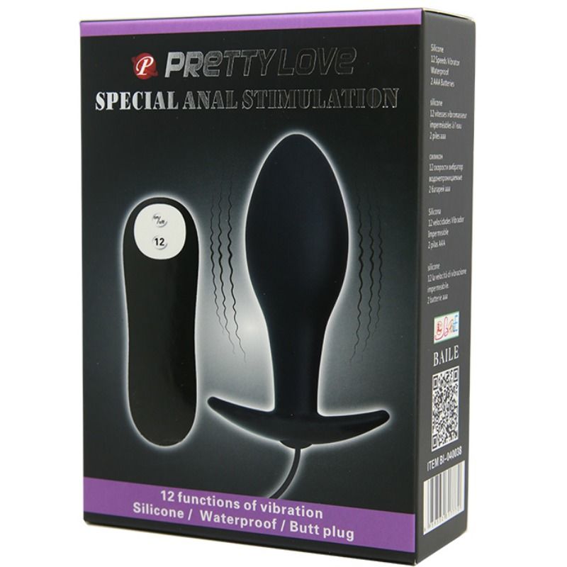 PRETTY LOVE - ANAL PLUG ANCHOR FORM SILICONE 12 VIBRATION MODES BLACK PRETTY LOVE BOTTOM
