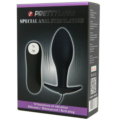 PRETTY LOVE - ANAL PLUG ANCHOR FORM SILICONE 12 VIBRATION MODES BLACK PRETTY LOVE BOTTOM