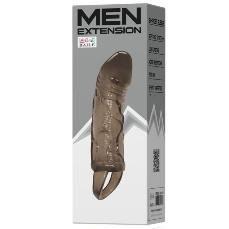 BAILE - PENIS EXTENDER COVER WITH STRAP FOR TESTICLES BLACK 13.5 CM BAILE FOR HIM