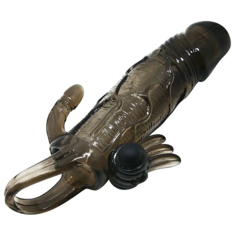 BAILE - BRAVE MAN PENIS COVER WITH CLIT AND ANAL STIMULATION DOUBLE BULLET BLACK 16.5 CM BAILE FOR HIM
