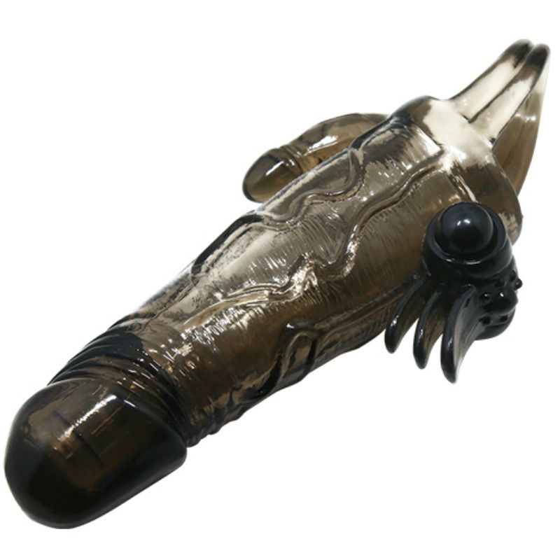 BAILE - BRAVE MAN PENIS COVER WITH CLIT AND ANAL STIMULATION DOUBLE BULLET BLACK 16.5 CM BAILE FOR HIM