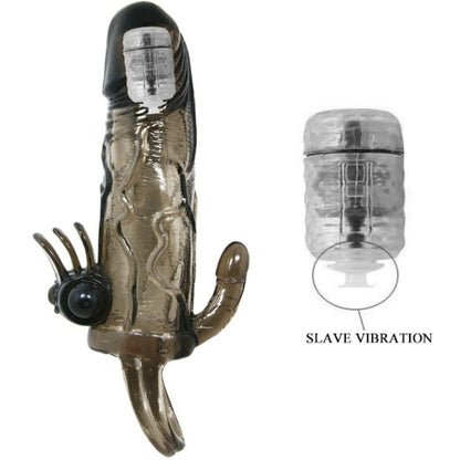 BAILE - BRAVE MAN PENIS COVER WITH CLIT AND ANAL STIMULATION DOUBLE BULLET BLACK 16.5 CM BAILE FOR HIM