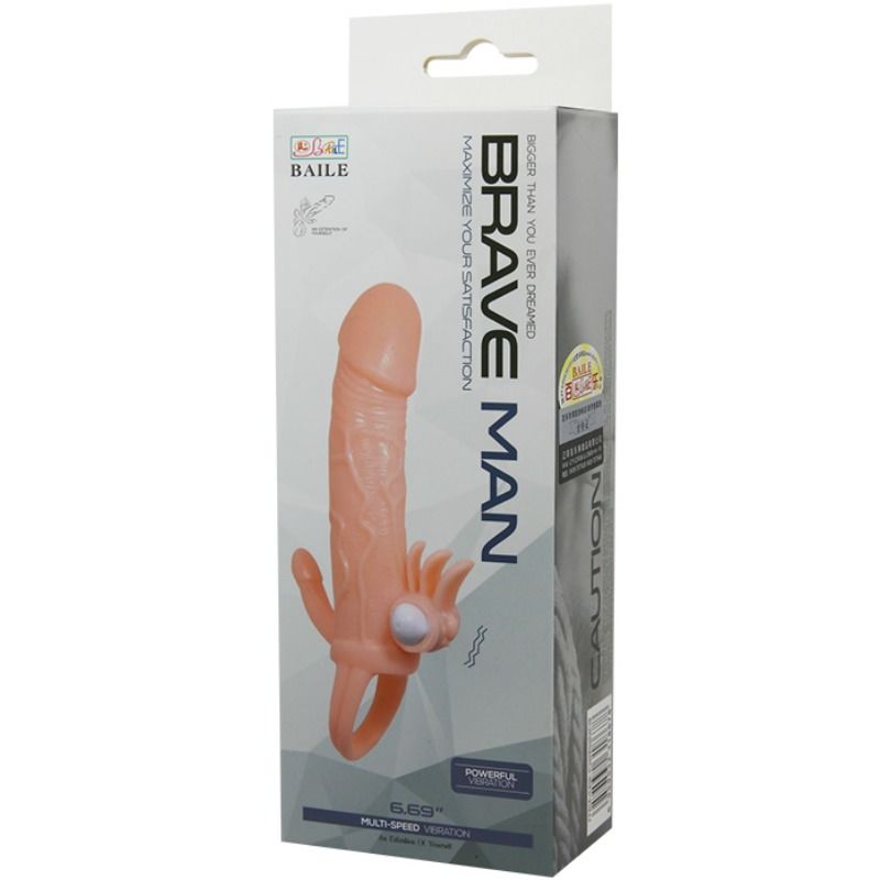 BAILE - BRAVE MAN PENIS COVER WITH CLIT AND ANAL STIMULATION FLESH 16.5 CM BAILE FOR HIM