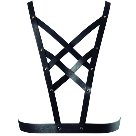 BIJOUX - INDISCRETS MAZE CROSSED HARNESS WITH NECKLINE BLACK BIJOUX MAZE
