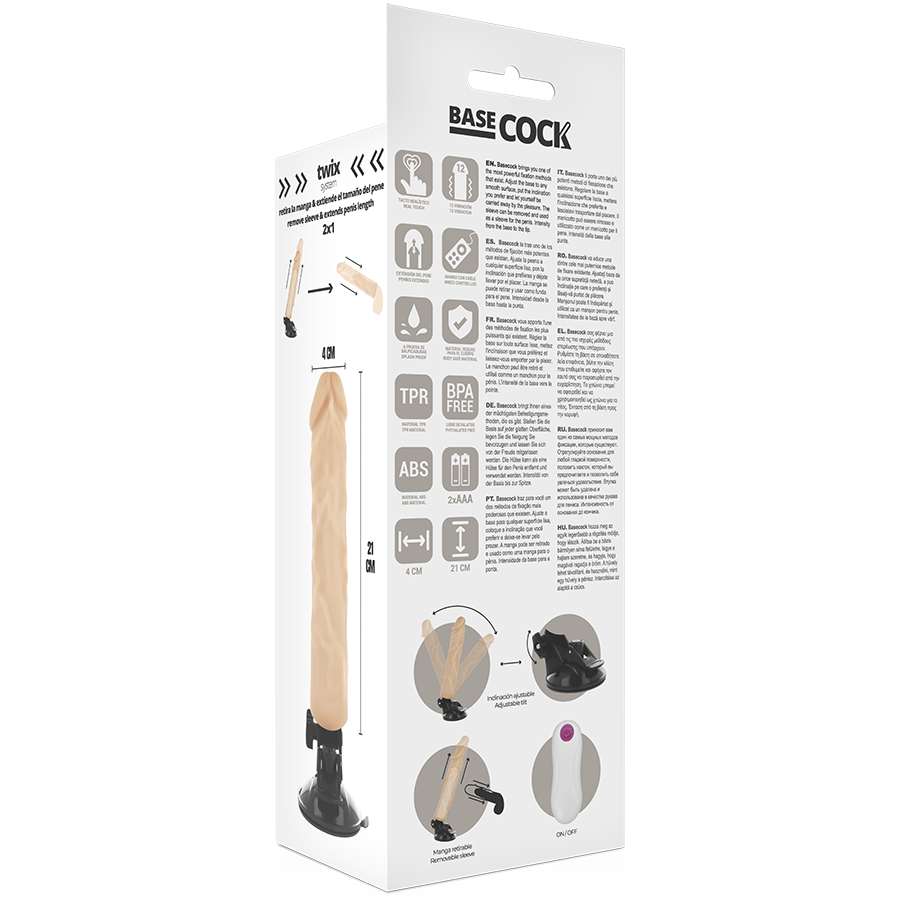 BASECOCK - REALISTIC VIBRATOR REMOTE CONTROL FLESH 21 CM -O- 4 CM - ToysByMonk