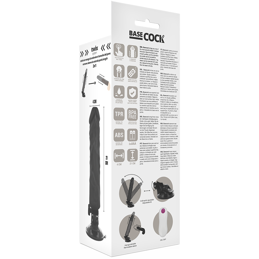 BASECOCK - REALISTIC VIBRATOR REMOTE CONTROL FLESH 21 CM -O- 4 CM - ToysByMonk