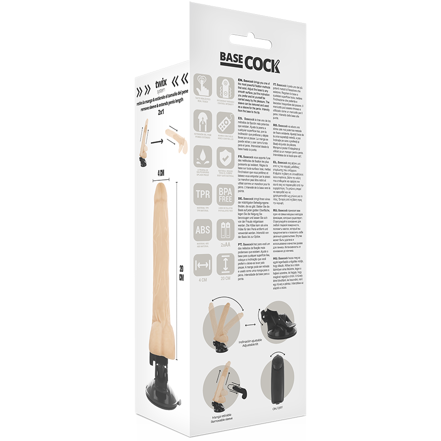 BASECOCK - REALISTIC NATURAL REMOTE CONTROL VIBRATOR WITH TESTICLES 20 CM -O- 4 CM BASECOCK