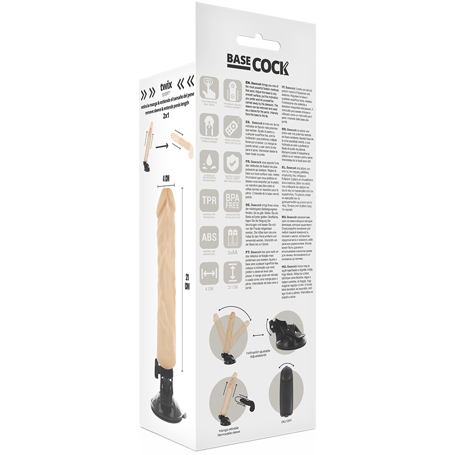 BASECOCK - REALISTIC VIBRATOR REMOTE CONTROL FLESH 21 CM -O- 4 CM BASECOCK