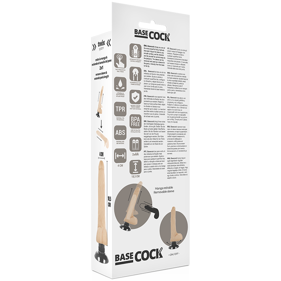 BASECOCK - REALISTIC VIBRATOR 2-1 FLESH 18.5 CM -O- 4 CM BASECOCK