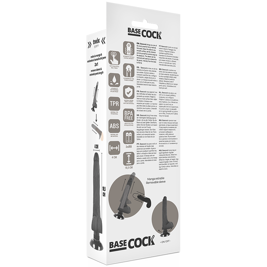 BASECOCK - REALISTIC VIBRATOR 2-1 FLESH 18.5 CM -O- 4 CM BASECOCK