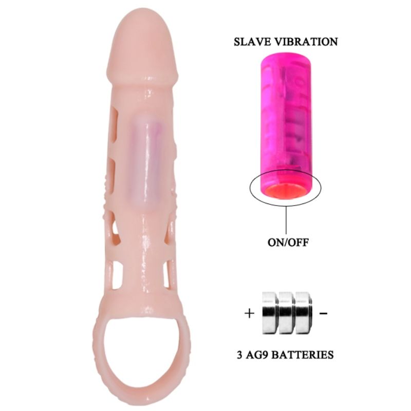 BAILE - PENIS EXTENDER COVER WITH VIBRATION AND NATURAL STRAP 13.5 CM - ToysByMonk