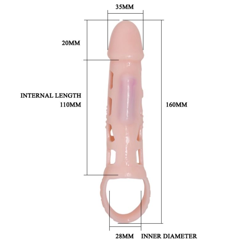 BAILE - PENIS EXTENDER COVER WITH VIBRATION AND NATURAL STRAP 13.5 CM - ToysByMonk