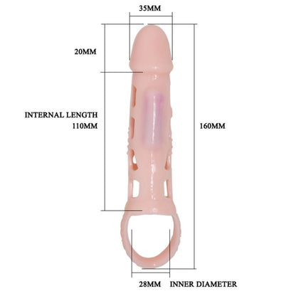 BAILE - PENIS EXTENDER COVER WITH VIBRATION AND NATURAL STRAP 13.5 CM - ToysByMonk