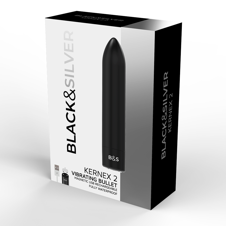 BLACK&SILVER - KERNEX 2 BLACK VIBRATING MAGNETIC BULLET BLACK&SILVER