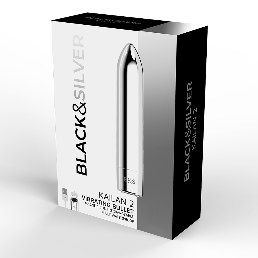 BLACK&SILVER - KAILAN 2 SILVER VIBRATING MAGNETIC BULLET BLACK&SILVER