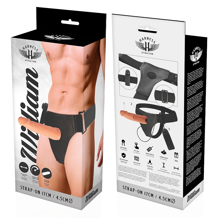 HARNESS ATTRACTION - WILLIAN HOLLOW RNES WITH VIBRATOR 17 CM -O- 4.5 CM - ToysByMonk