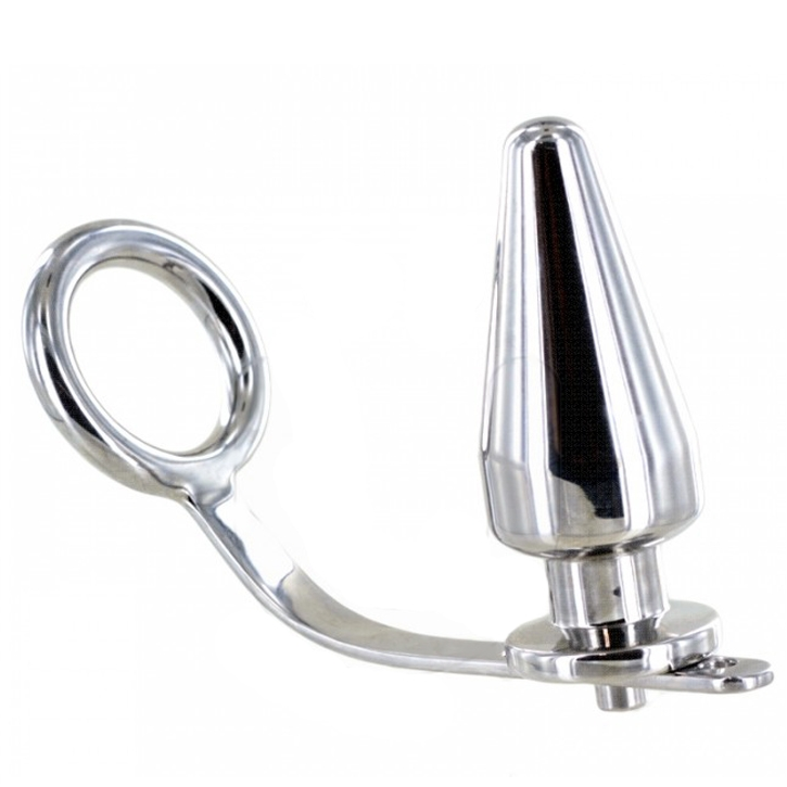 METAL HARD - STEEL RING WITH ANAL PLUG 45 X 45MM METAL HARD