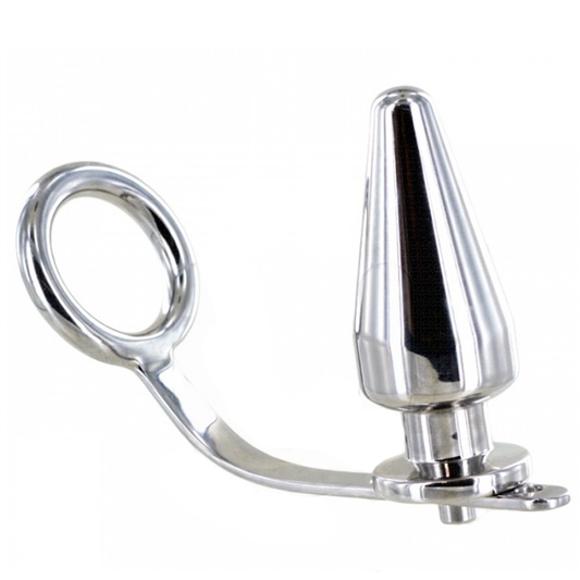 METAL HARD - STEEL RING WITH ANAL PLUG 45 X 45MM METAL HARD