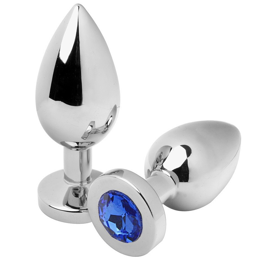 METAL HARD - ANAL PLUG DIAMOND BLUE MEDIUM 7.62CM METAL HARD
