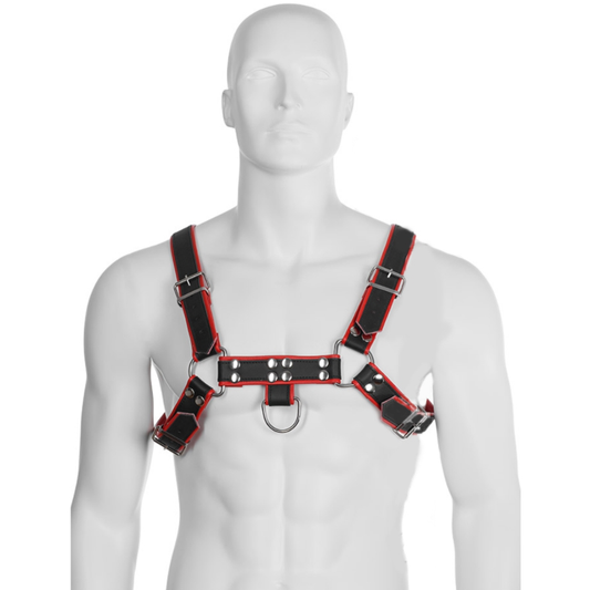 LEATHER BODY - CHAIN HARNESS III BLACK / RED LEATHER BODY