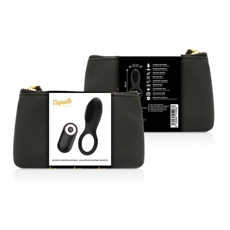 COQUETTE CHIC DESIRE - COCK RING REMOTE CONTROL RECHARGEABLE BLACK/ GOLD COQUETTE TOYS