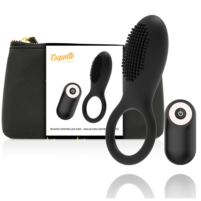 COQUETTE CHIC DESIRE - COCK RING REMOTE CONTROL RECHARGEABLE BLACK/ GOLD COQUETTE TOYS