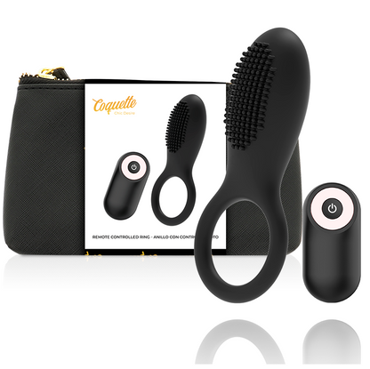 COQUETTE CHIC DESIRE - COCK RING REMOTE CONTROL RECHARGEABLE BLACK/ GOLD COQUETTE TOYS