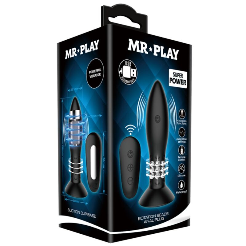MR PLAY - PLUG WITH BLACK ROTATING BALLS REMOTE CONTROL MR PLAY