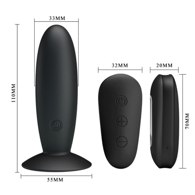 MR PLAY - ANAL PLUG WITH VIBRATION BLACK REMOTE CONTROL MR PLAY