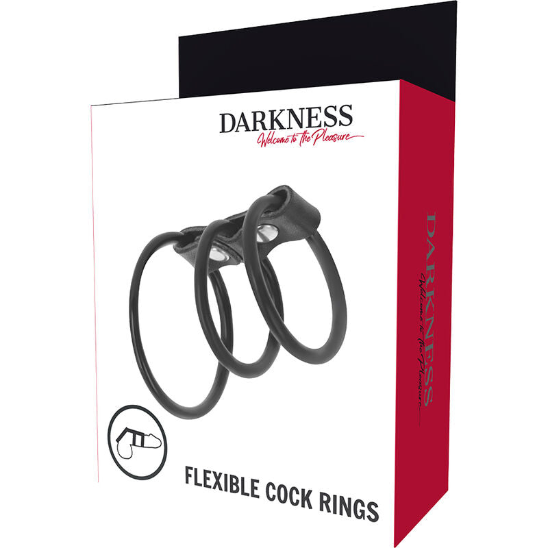 DARKNESS - SET OF 3 FLEXIBLE PENIS RINGS DARKNESS BONDAGE