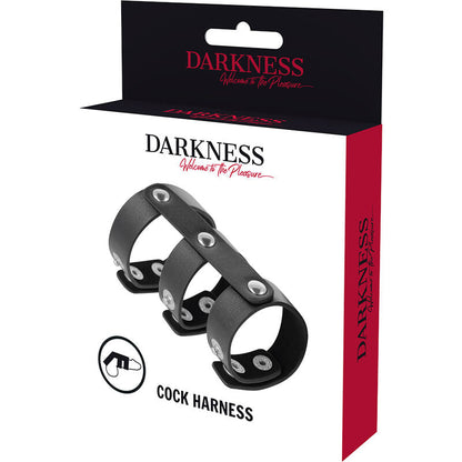 DARKNESS - ADJUSTABLE LEATHER DOUBLE PENIS AND TESTICLE RING DARKNESS BONDAGE