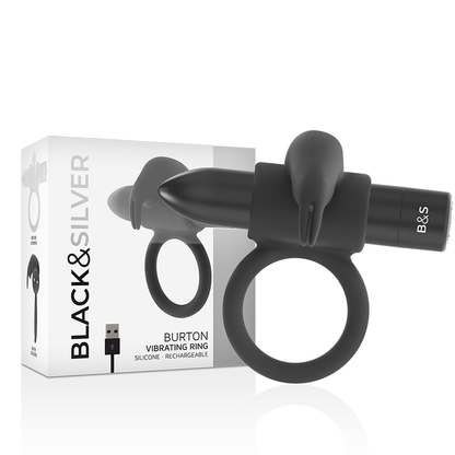 BLACK&SILVER - BURTON RING 10 VIBRATION MODES BLACK - ToysByMonk