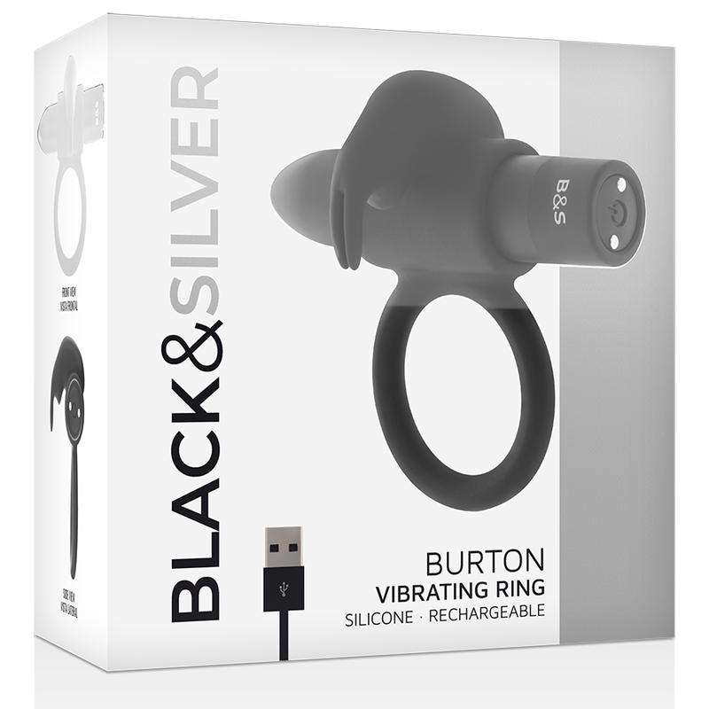 BLACK&SILVER - BURTON RING 10 VIBRATION MODES BLACK - ToysByMonk