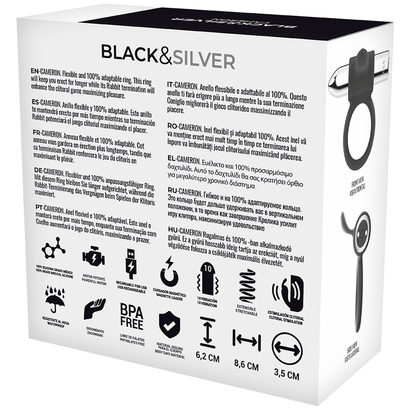 BLACK&SILVER - CAMERON RECHARGEABLE RING SILVER - ToysByMonk