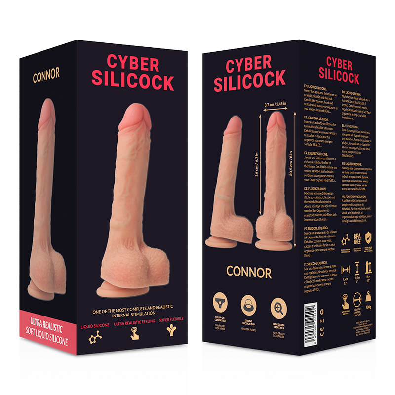 CYBER SILICOCK - CONNOR ULTRA REALISTIC SOFT LIQUID SILICONE 20.5 CM -O- 3.7 CM - ToysByMonk