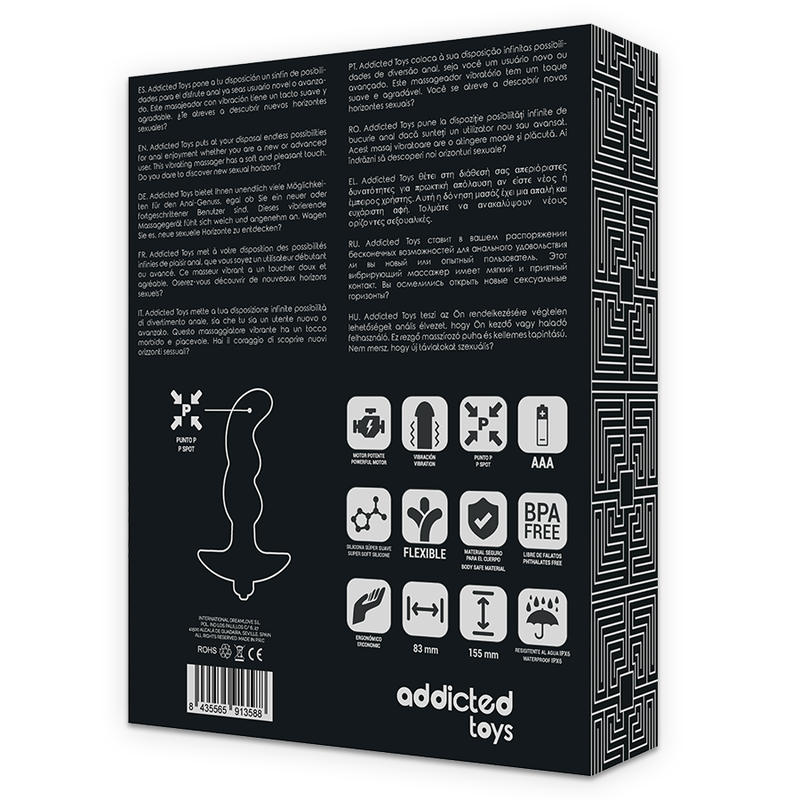 ADDICTED TOYS - ANAL MASSAGER WITH BLACK VIBRATION MODEL 2 - ToysByMonk