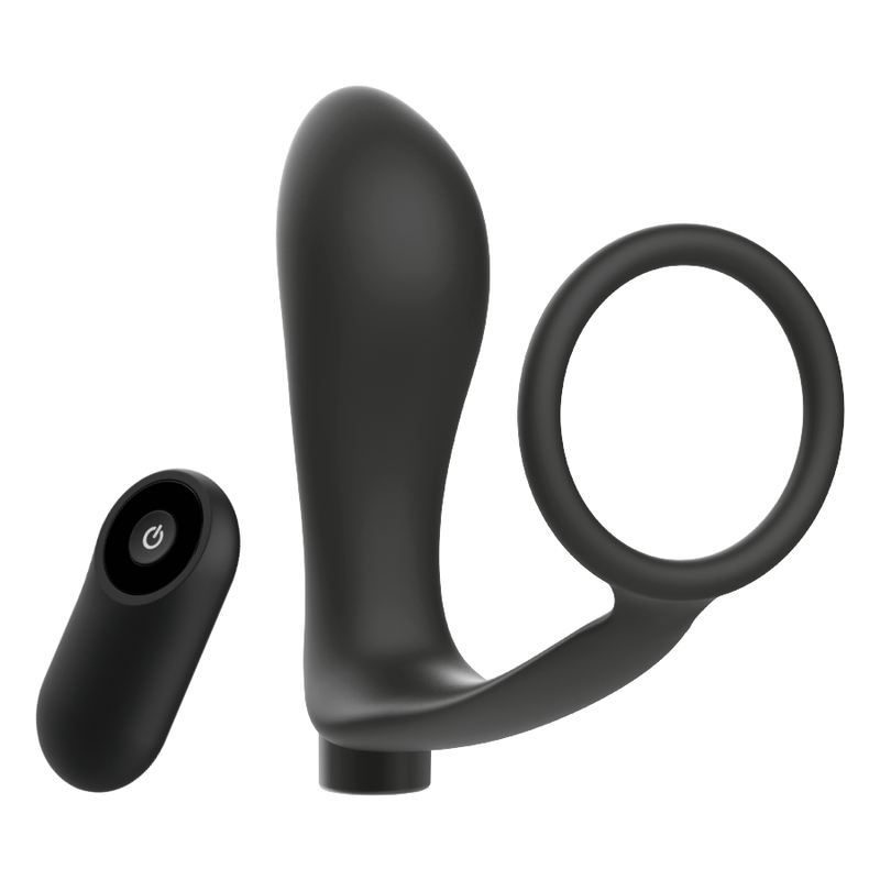 ADDICTED TOYS - PENIS RING WITH REMOTE CONTROL ANAL PLUG BLACK RECHARGEABLE - ToysByMonk